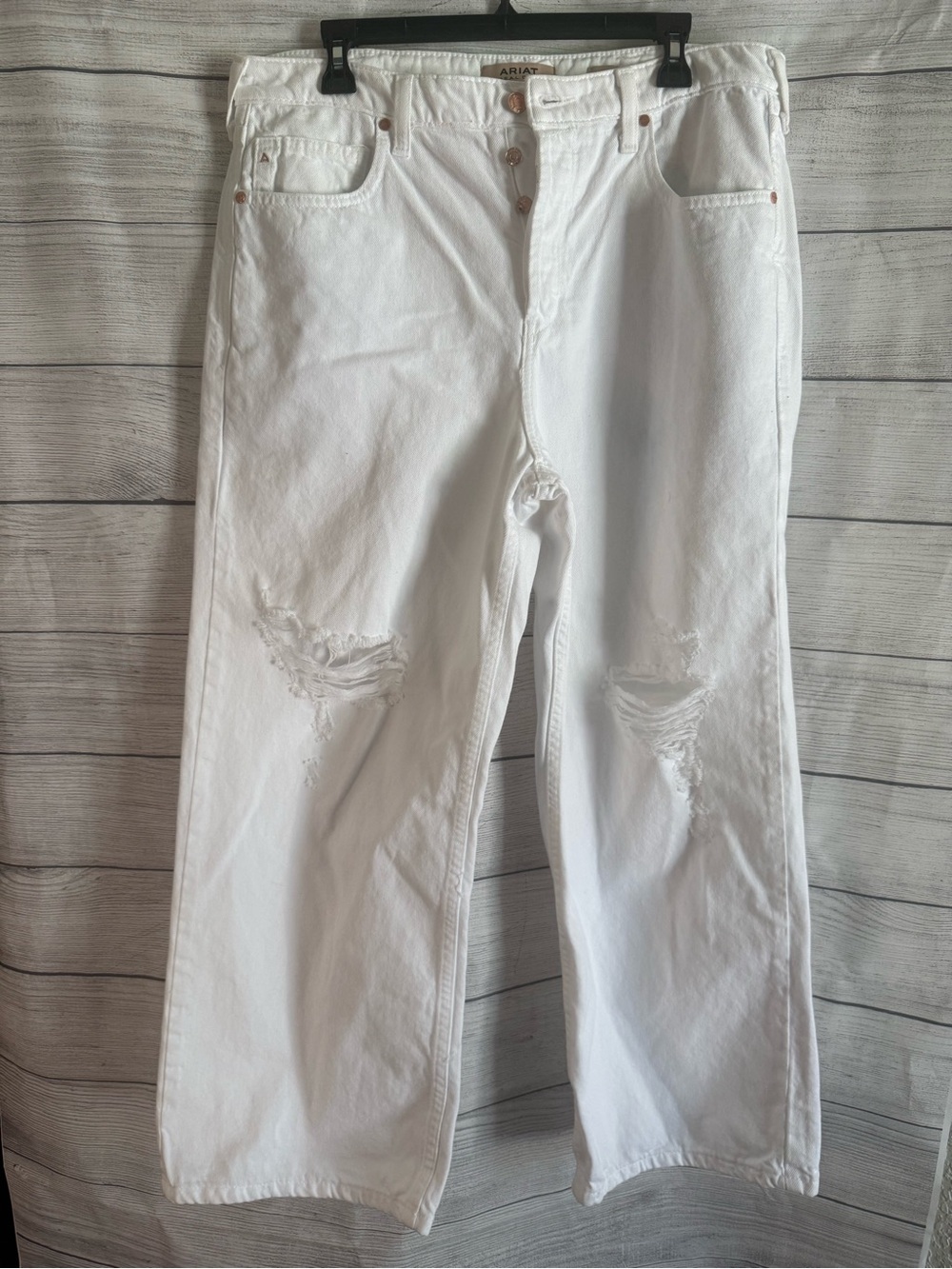 Ariat White Distressed Straight-Leg Jeans